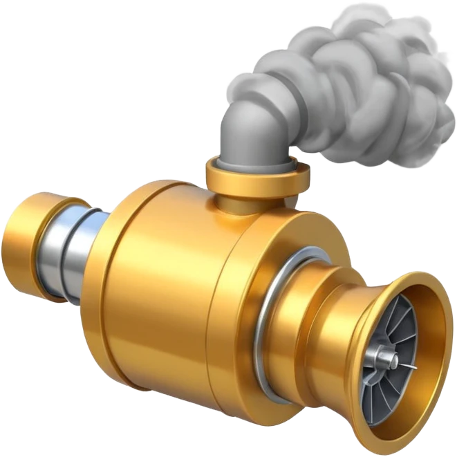 Emoji of a turbocharger blowing boost with cartoon smoke puffs emoji