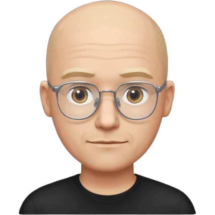 bald blonde man with eyeglasses with black shirt emoji