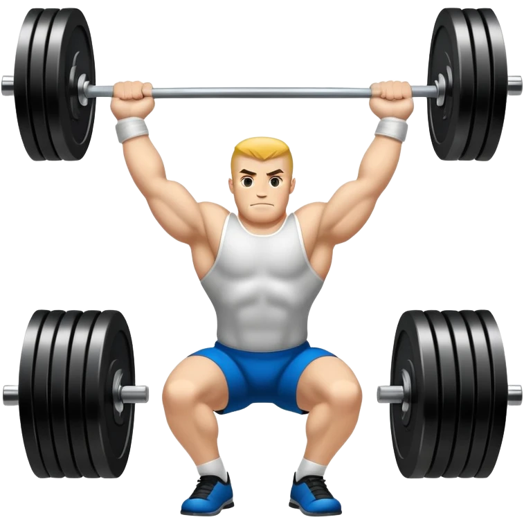 Iconic emblem of powerlifting, featuring a heavy barbell with weights on each side. The barbell is positioned in a dynamic way, emphasizing the power and intensity of the sport. The emblem is bold and sleek, conveying the essence of professional powerlifting.  emoji