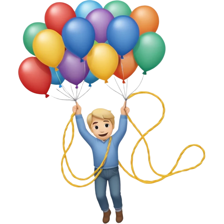 человек зацепился о шарик и летит  emoji