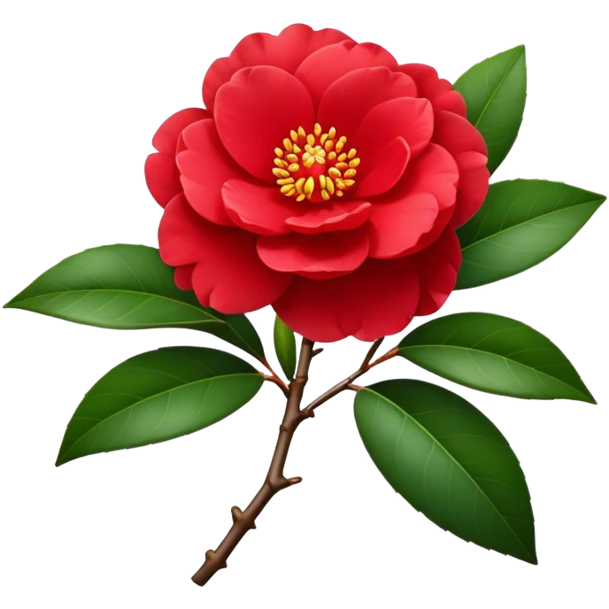 single Red Camellia, straight stem emoji