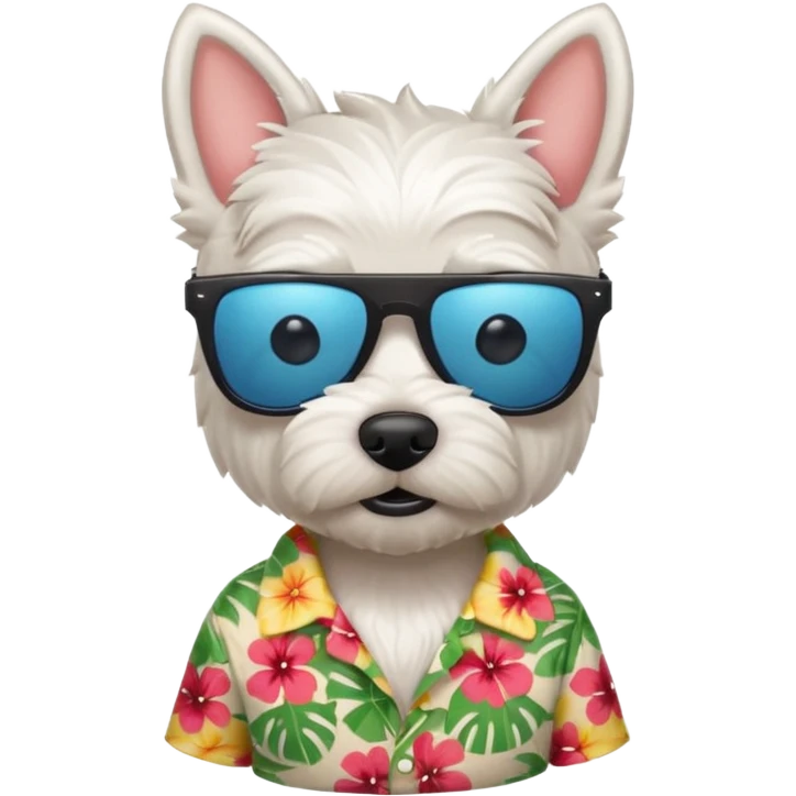 Un westie con gli occhiali da sole e la camicia hawaiana  emoji