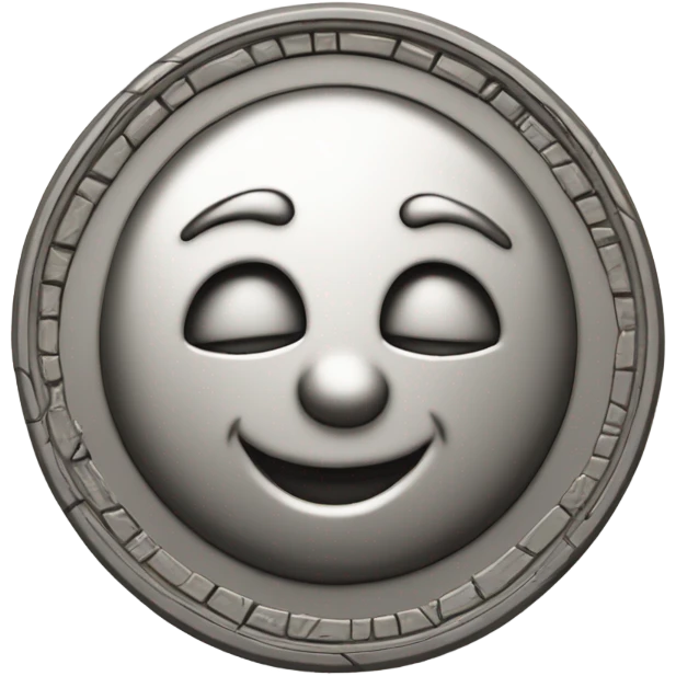 A silver coin that is engraved “100”, tiny, cute, simple, clay emoji