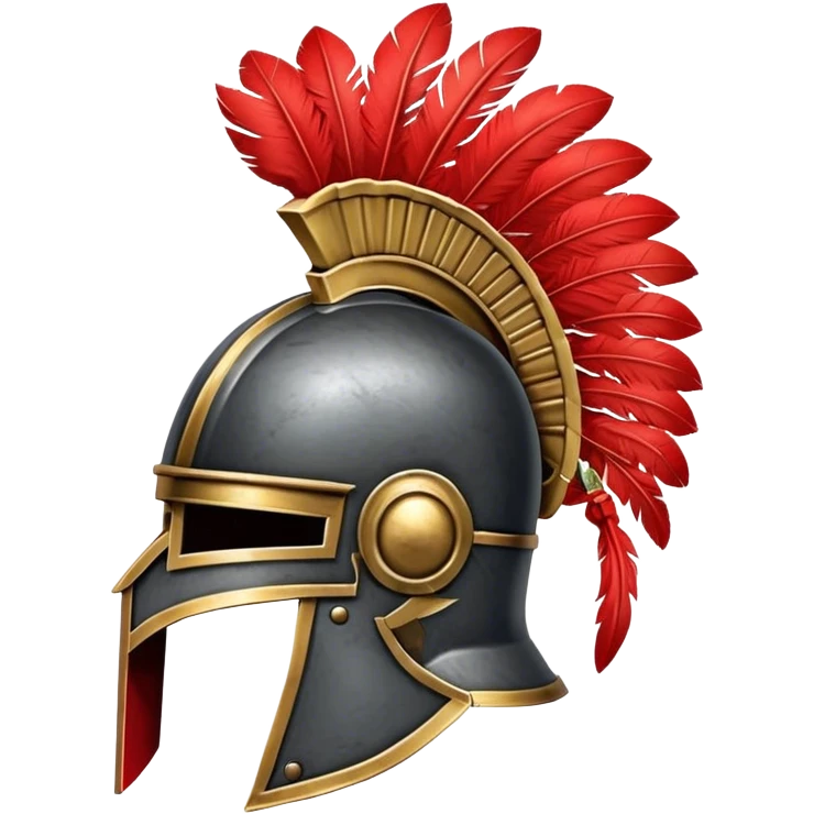 2d iron Roman Helmet facing the left, with red plumage emoji