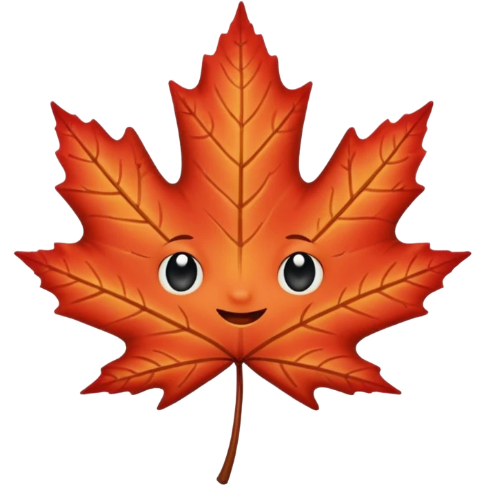 emoji, feuille d'érable couleur vermeille, deux yeux ronds noirs brillants emoji