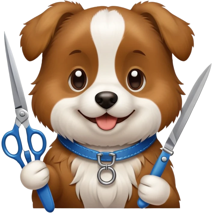Happy dog with scissors  emoji