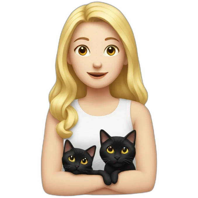 Blond White woman with five black cats emoji