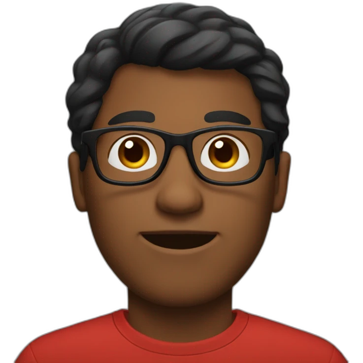 A brown-skinned guy with black eyes, wearing glasses, and his hair is black  red emoji