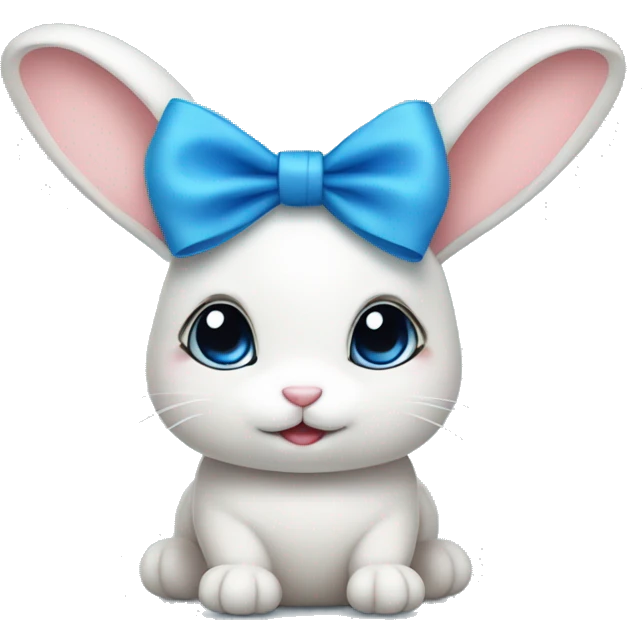 Cute bunny with blue bow on head  emoji