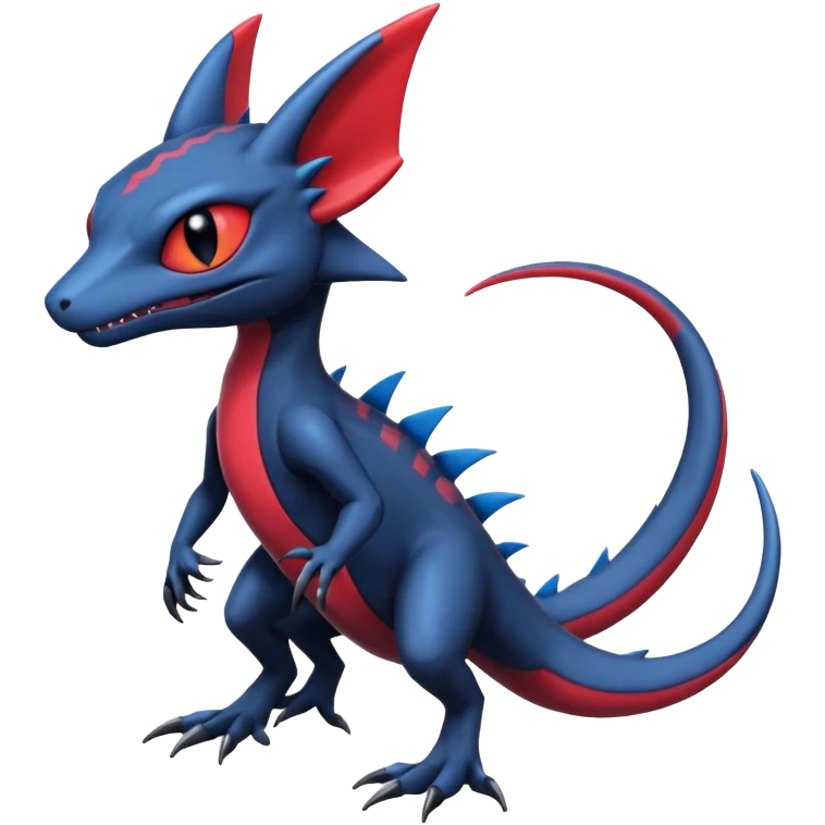 Colorful Dark edgy scary spooky cool badass realistic Heliolisk-Sneasel-Salandit-Cyclizar-Genesect-Pokémon, full body emoji