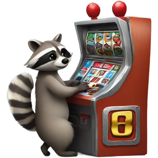 Raccoon playing a slot machine  emoji