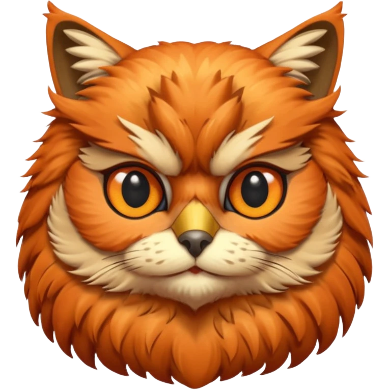 A cat's head and a owls body emoji