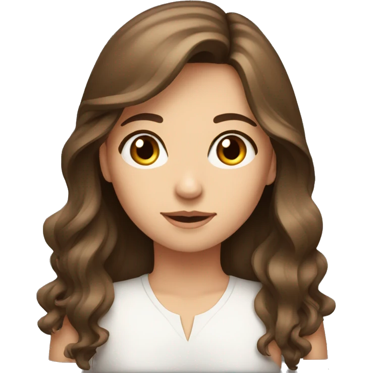 brown-haired girl portrait  bangs and beautiful eyes long hair emoji
