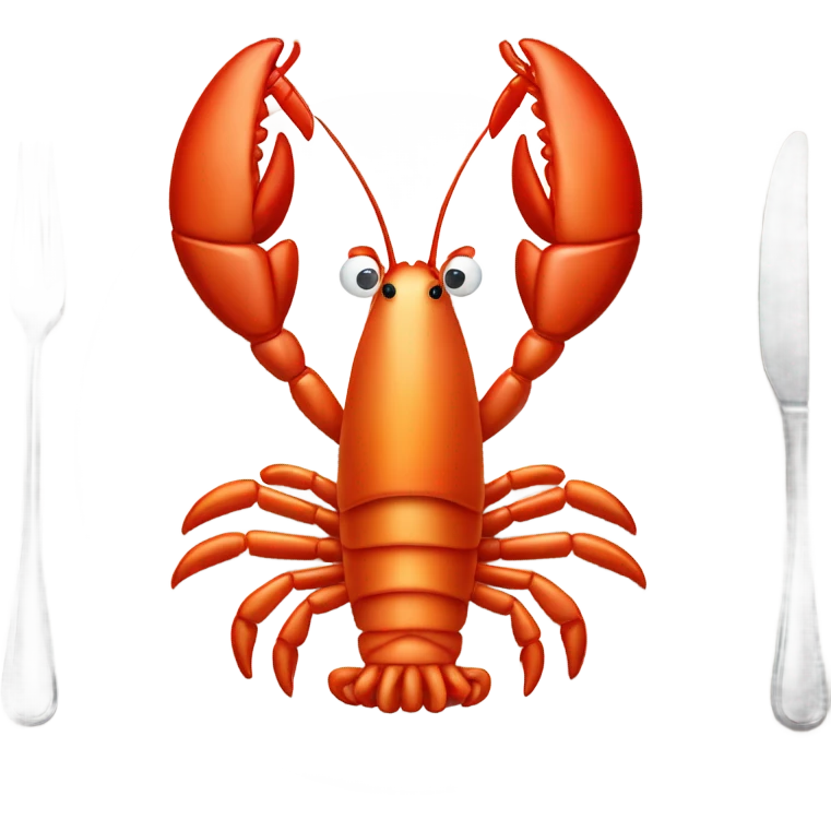 A shrimp that looks like a lobster eating dinner at a 5 star restaurant
 emoji