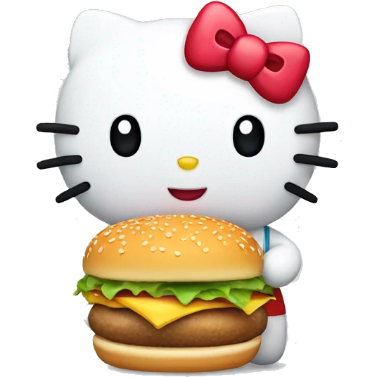 Hello kitty holding a hamburger  emoji