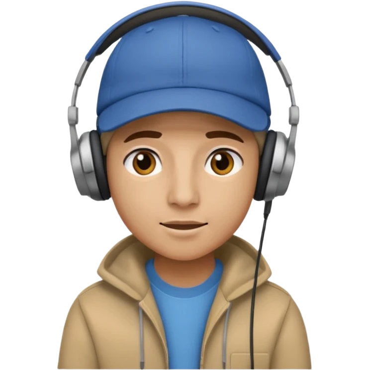 Make me a twin wearing a cap while listening to a song emoji