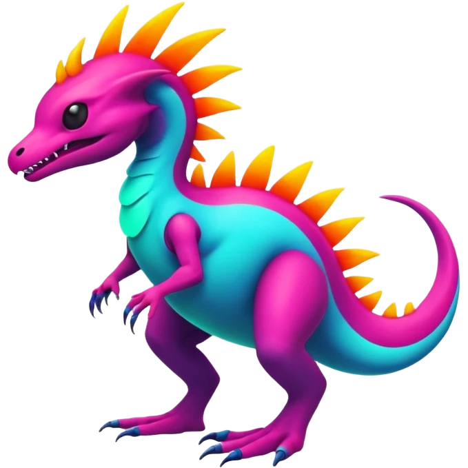 An exotic neon colorful unique bizarre eccentric Fakémon-creature (full body) emoji