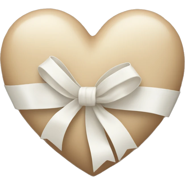 Beige heart with white ribbon emoji