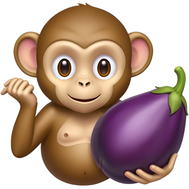 Monkey holding egg plant  emoji