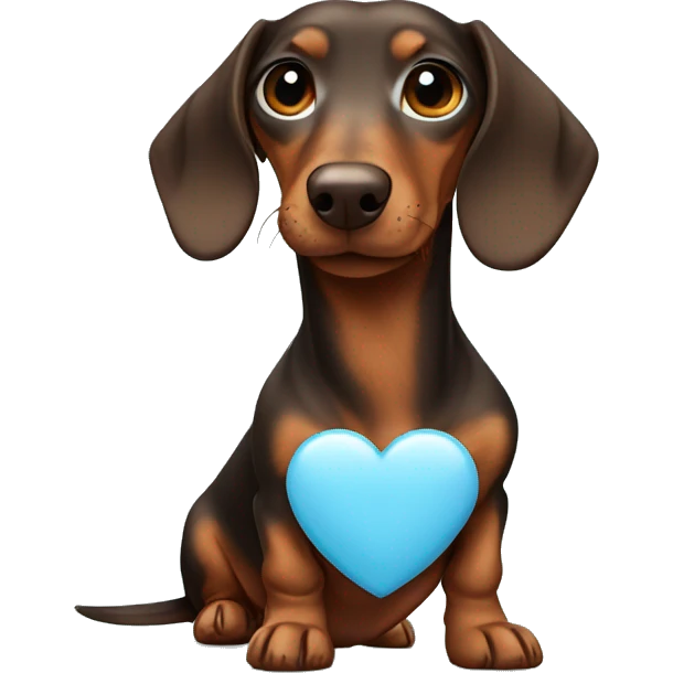 dachshund brown in light blue heart emoji