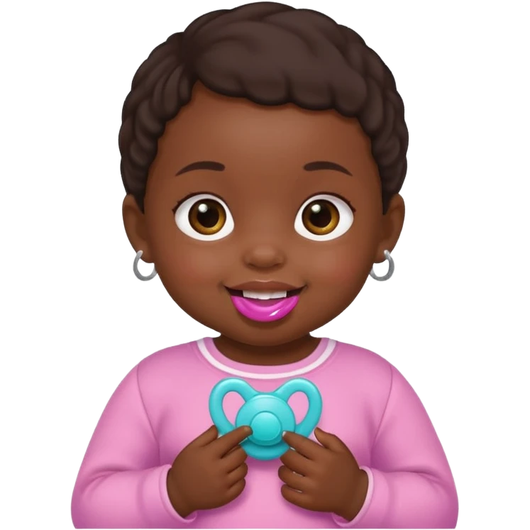 a baby girl with pacifier and dark skin emoji