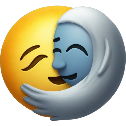 Sun and moon hugging emoji