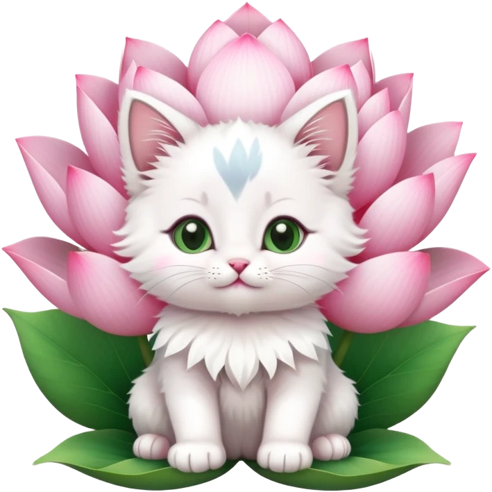 Kitten sitting on lotus flower emoji