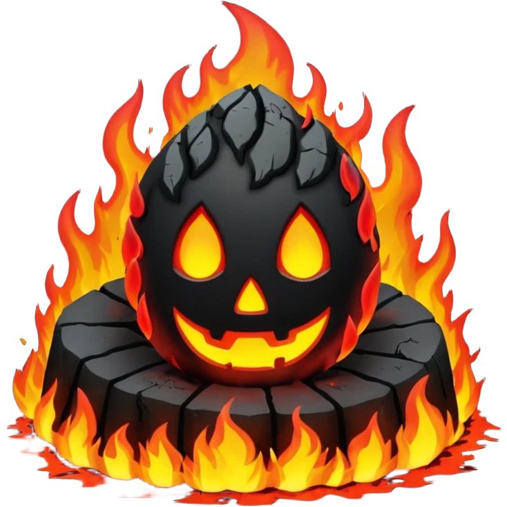 hell view with Red and black with fire with coal emoji