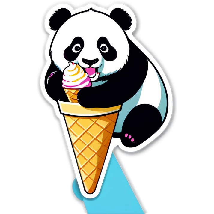 Panda eating ice cream emoji