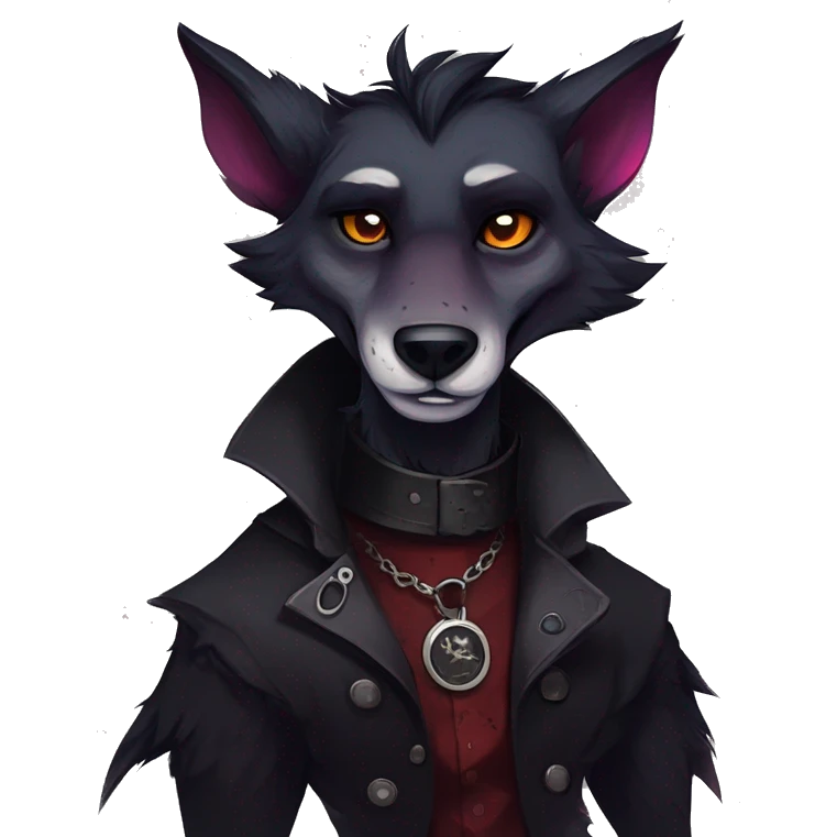 cool edgy dark vampiric animal fursona by griffsnuff & LiLaiRa & Falvie with badass colors and a collar full body emoji