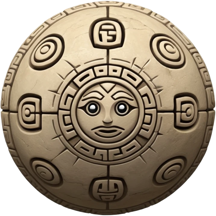 Mayan ball with traditional glyph designs emoji