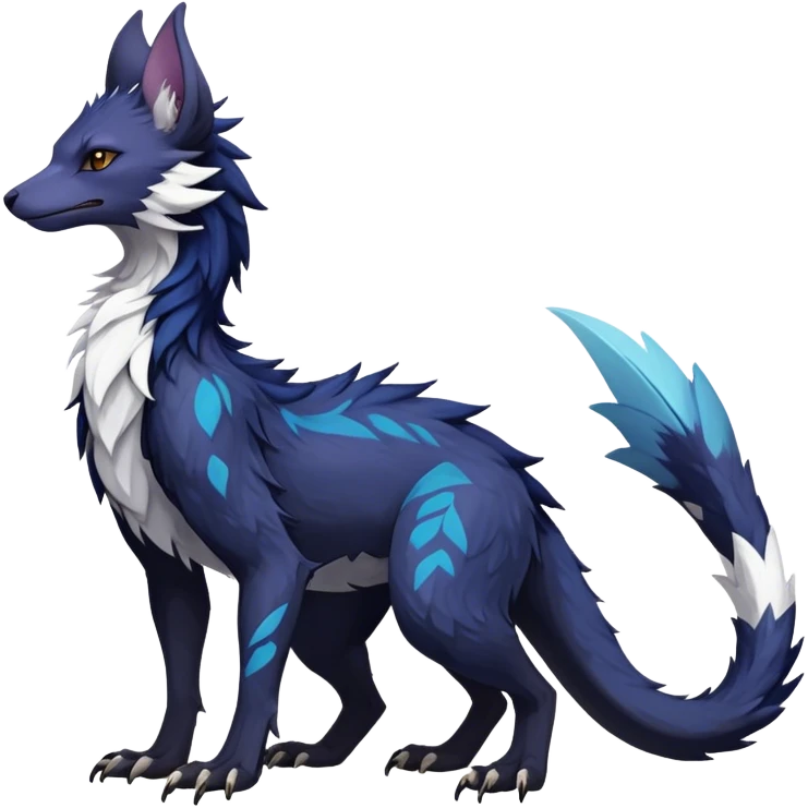 Epic Feral Rare Fantasy shiny dark Vernid-Sergal-Trico-species by LiLaiRa, random markings, tufted tail, tufted ears, full body emoji