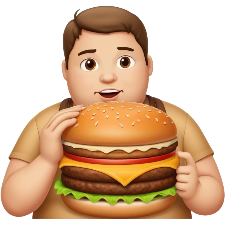 fat person eating huge burger emoji