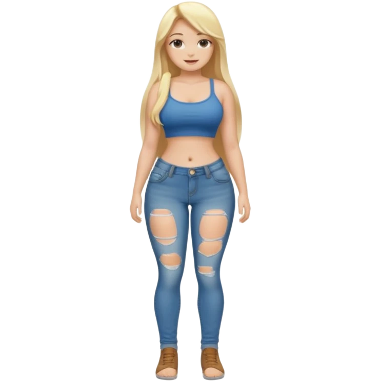 curvy body teen girl huge ass with super short jeans no shirt no bra blonde full body long hair emoji