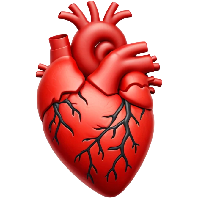 realistic beating heart, anatomical heart emoji