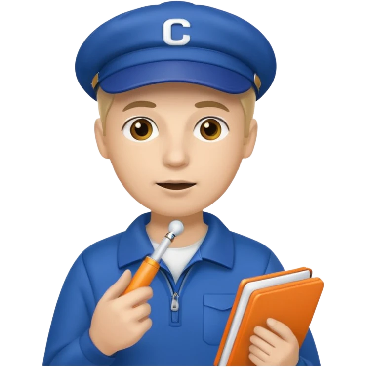 génère moi un émoji d'un coach avec un cahier dans la main un sifflet et une casquette emoji