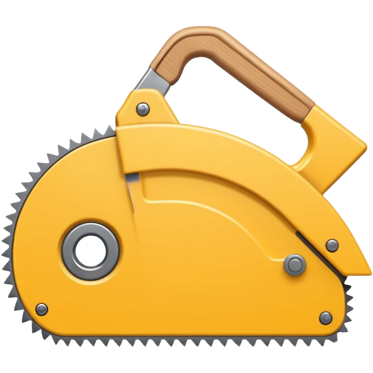 Combine the concept of indecision and a woodworking hand saw. The emoji should clearly show hesitation or uncertainty (e.g. a confused facial expression, or a split decision gesture) integrated with a classic wood saw. Simple, clean emoji style, bold shapes, minimal details emoji
