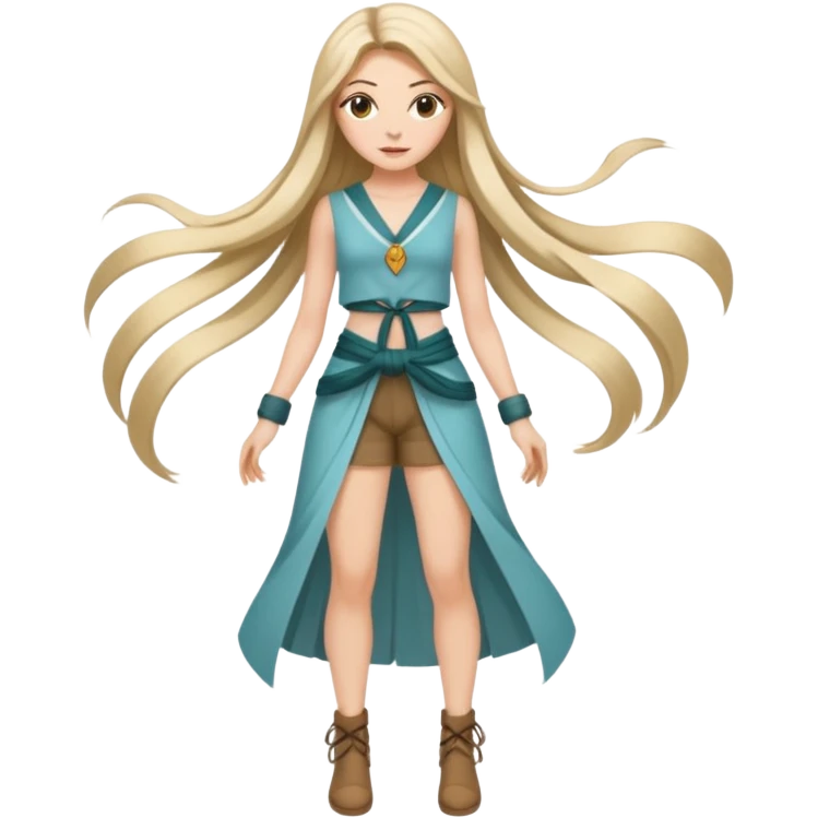 Empowered woman enjoying long tied hairs with full body emoji