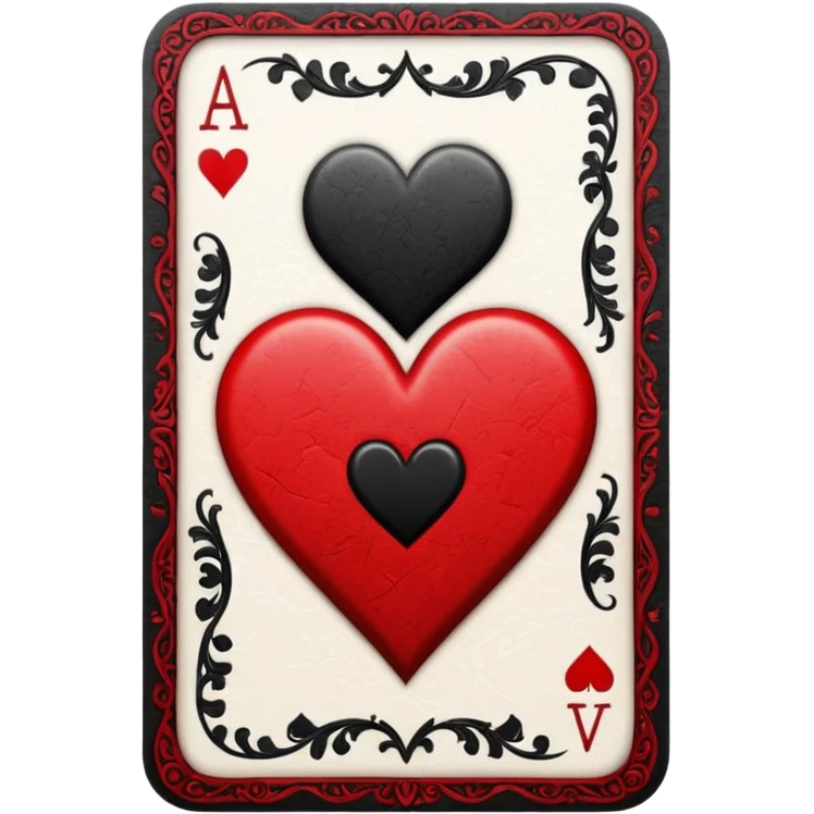 A ace of hearts playing card with a black heart emoji