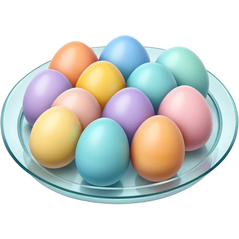Pastel Easter eggs in glass tray  emoji