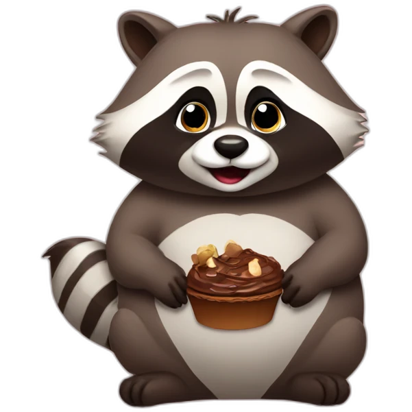 fat raccoon with chocolate emoji