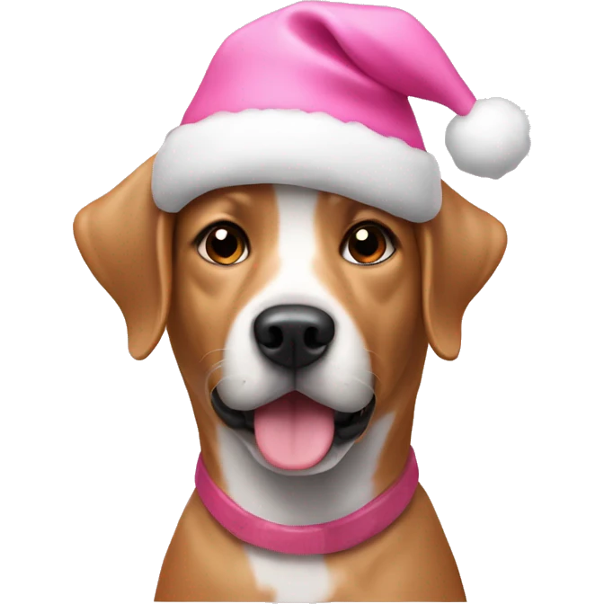 dog with pink christmas hat emoji