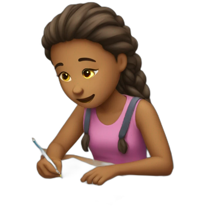 a girl doing  homework emoji