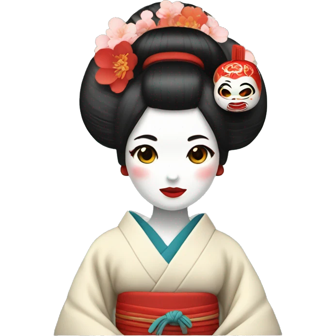 Geisha with daruma doll emoji