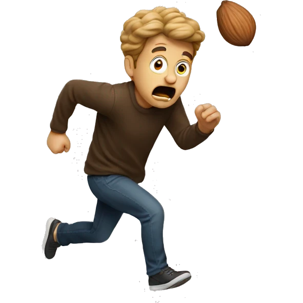 scared man running away from a nut emoji