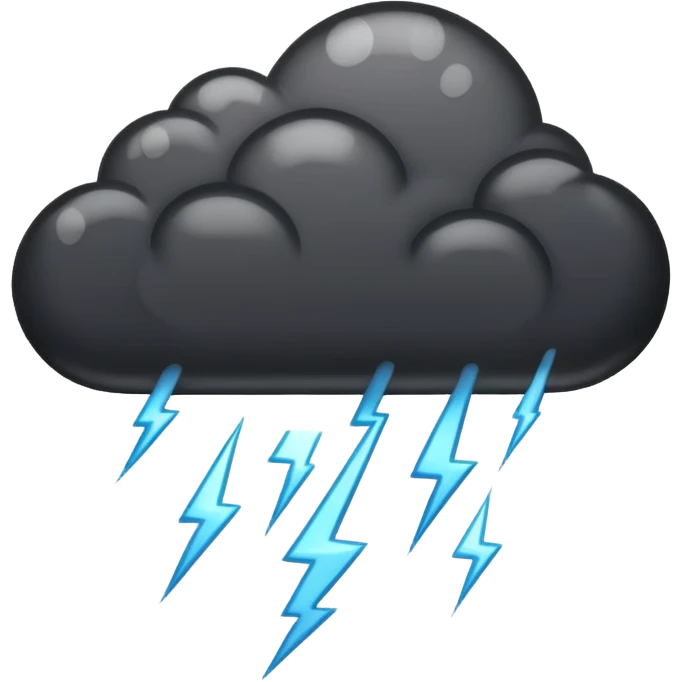 Black cloud with rain and lightning  emoji
