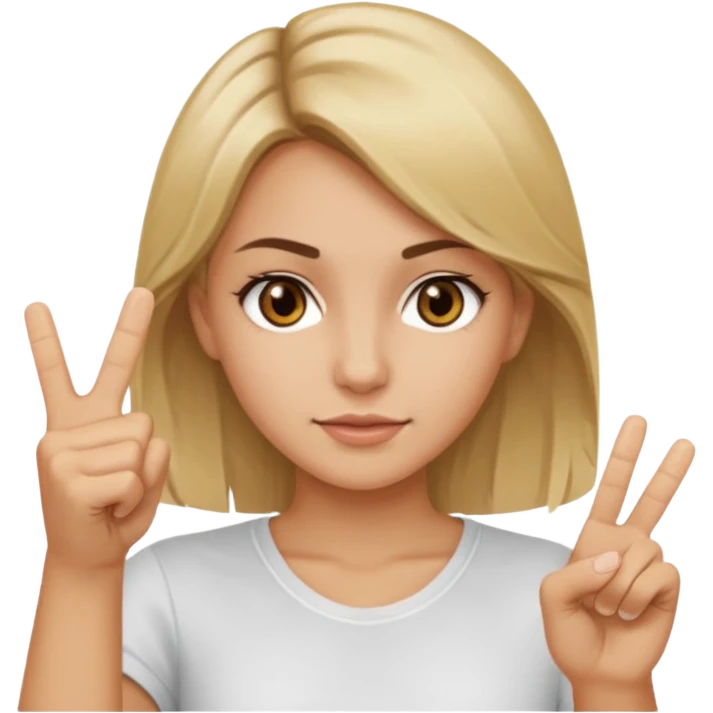 A girl about 35 dirty blonde, hair, brown eyes flipping the middle finger emoji