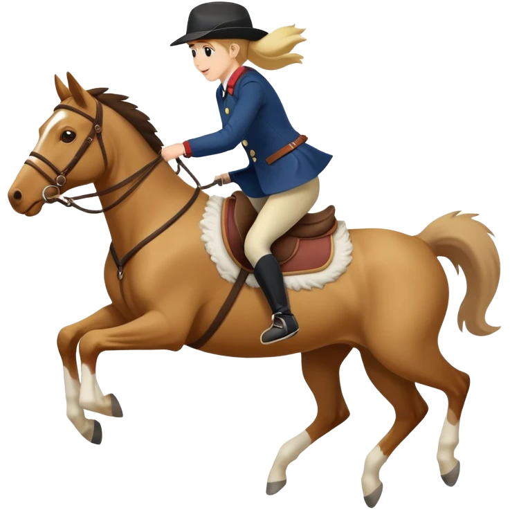 person riding a horse jumping over a dog emoji