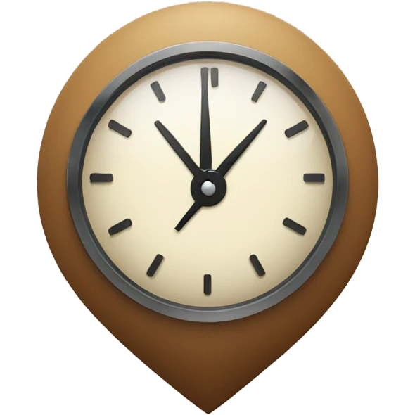 location pin with clock inside of it emoji