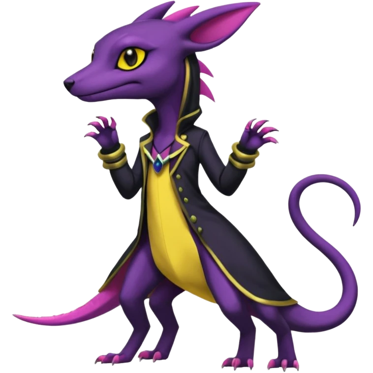 Anthropomorphic Scaley Exotic Salandit-Salazzle-Umbreon-Fakémon-hybrid-creature (full body)  emoji